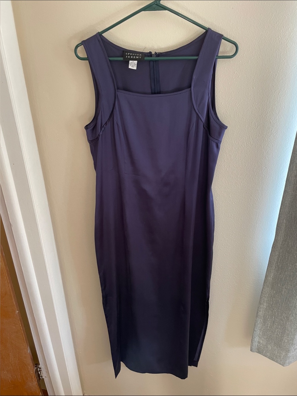 Vintage Spenser Jeremy 100% Silk Slip Minimalist Dress Navy Y2K Size 10